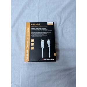 NIB! Monster Essentials Cable USB-MINI 0.45M/1.5FT Durable High Speed Connection